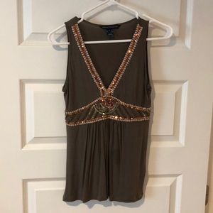 French Connection brown sequined tank top